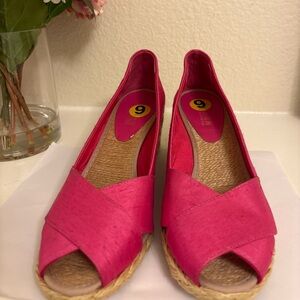 Lauren Ralph Lauren Hot Pink Shantung Silk Open-Toe Espadrilles - Size 9